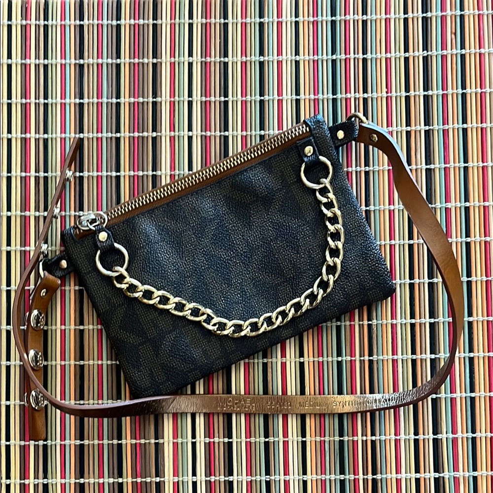 MICHAEL Michael Kors Brown Belt bag with Chain Accent